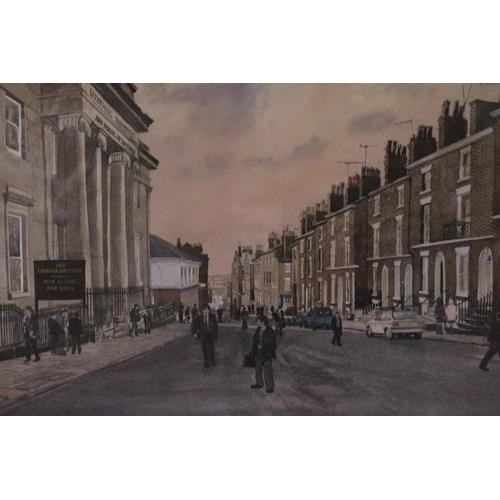 1034 - A FRAMED PRINT OF THE LIVERPOOL INSTITUTE, MOUNT STREET