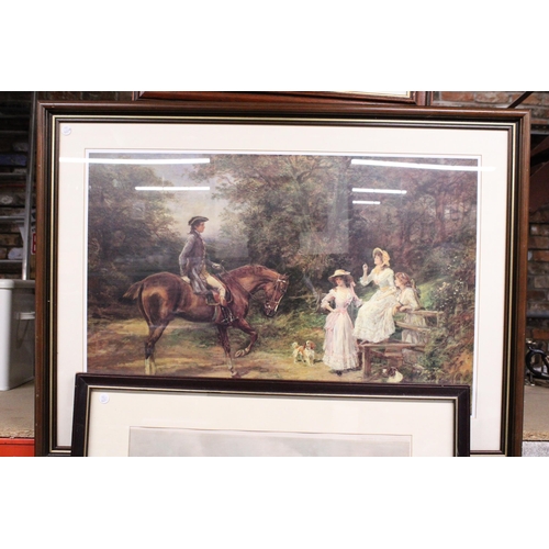 1045 - THREE FRAMED PRINTS TO INCLUDE A VINTAGE BOATING SCENE, A VICTORIAN STREET SCENE, ETC