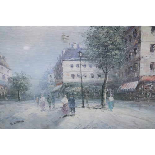 1072 - TWO LARGE FRAMED PRINTS, 'RUE DE PARIS' AND LADIES AND CHILDREN