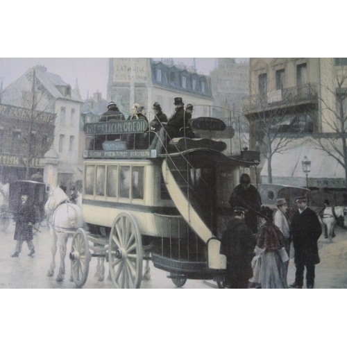 1084 - A LARGE FRAMED PRINT, 'LA PLACE CLICHY, PARIS, 1896', 100CM X 68CM