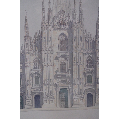 1088 - THREE PRINTS - ONE FRAMED TO INCLUDE 'MILANO/IL DUOMO', A LIMITED EDITION, 1/100, 'RAIN OVER ALBERT ... 