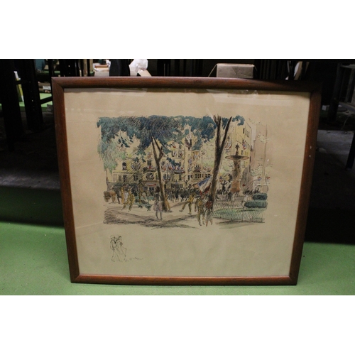 1090 - TWO FRAMED PRINTS OF THE COUNTRY SIDE AND THE CITY