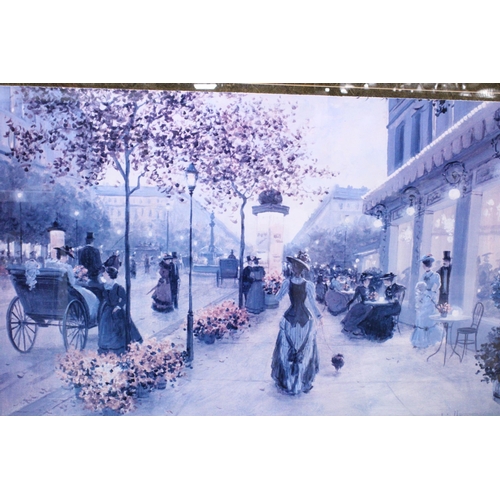 1092 - A LARGE GILT FRAMED PRINT OF A VICTORIAN STREET SCENE, 106CM X 76CM