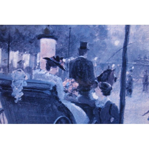 1092 - A LARGE GILT FRAMED PRINT OF A VICTORIAN STREET SCENE, 106CM X 76CM