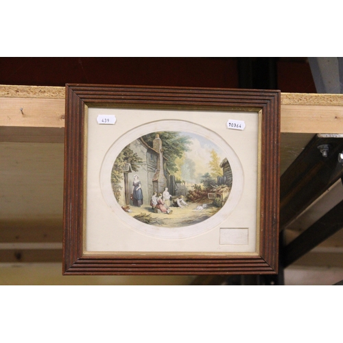 1157 - THREE FRAMED PRINTS - GRANDFATHER'S PIPE, THE PET RABBITS AND THE BLACKBERRY GATHERERS