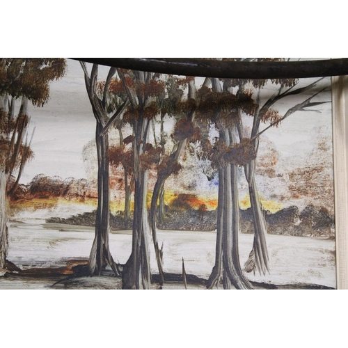 1180 - A LARGE PAINTING OF A WOODLAND SCENE, 97CM X 43CM