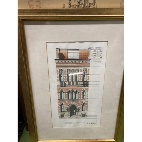 1183 - TWO FRAMED PRINTS TO INCLUDE 'MANCHESTER ALBERT MEMORIAL' AND 'WORTHINGTON CHAMBERS. ALBERT SQUARE, ... 