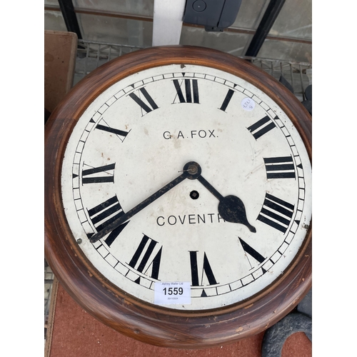 1559 - A PAINTED WOODEN CASED G A FOX COVENTRY WALL CLOCK