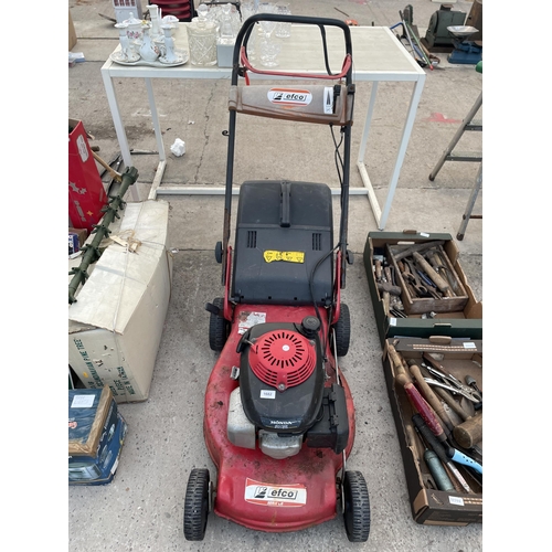 1682 - AN EFCO ROTARY PETROL LAWN MOWER WITH HONDA ENGINE AND GRASS BOX