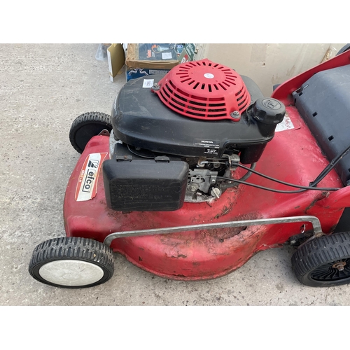 1682 - AN EFCO ROTARY PETROL LAWN MOWER WITH HONDA ENGINE AND GRASS BOX