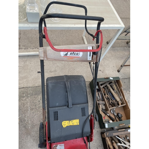 1682 - AN EFCO ROTARY PETROL LAWN MOWER WITH HONDA ENGINE AND GRASS BOX