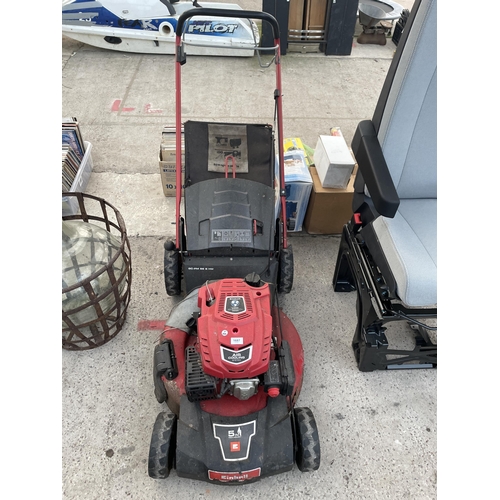 1687 - AN EINHELL PETROL ROTARY LAWN MOWER WITH GRASS BOX