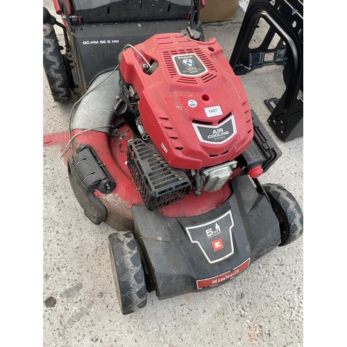 1687 - AN EINHELL PETROL ROTARY LAWN MOWER WITH GRASS BOX