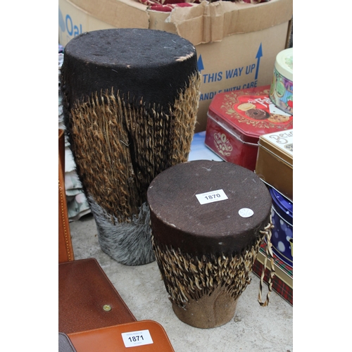 1870 - TWO VINTAGE BONGO DRUMS