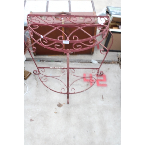 1889 - A METAL DEMI LUNE CONSOLE TABLE