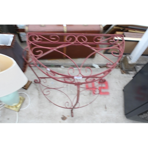 1889 - A METAL DEMI LUNE CONSOLE TABLE