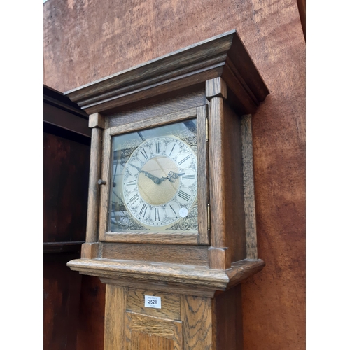 2528 - A MODERN THIRTY HOUR LONGCASE CLOCK WITH SQUARE BRASS DIAL STAMPED WESTERN GERMANY