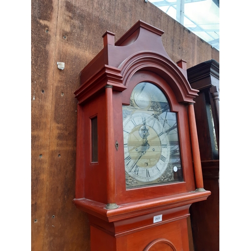 2533 - A G.A.FOX OF COVENTRY EIGHT DAY LONGCASE CLOCK WITH BRASS DIAL