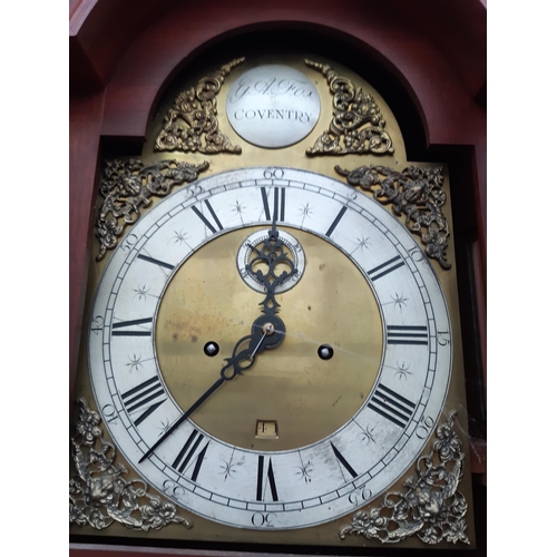 2533 - A G.A.FOX OF COVENTRY EIGHT DAY LONGCASE CLOCK WITH BRASS DIAL