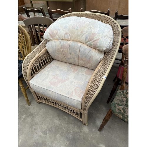 2973 - A WICKER AND BAMBOO CONSERVATORY CHAIR