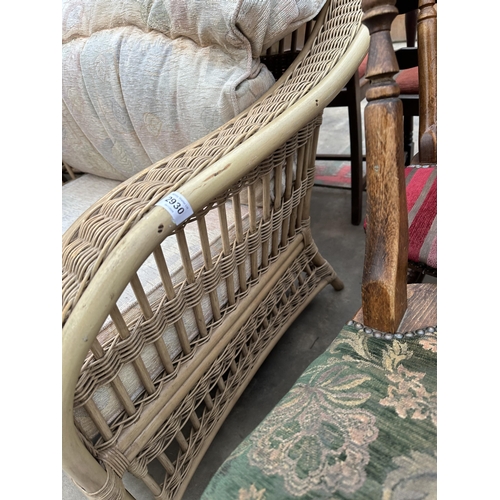 2973 - A WICKER AND BAMBOO CONSERVATORY CHAIR