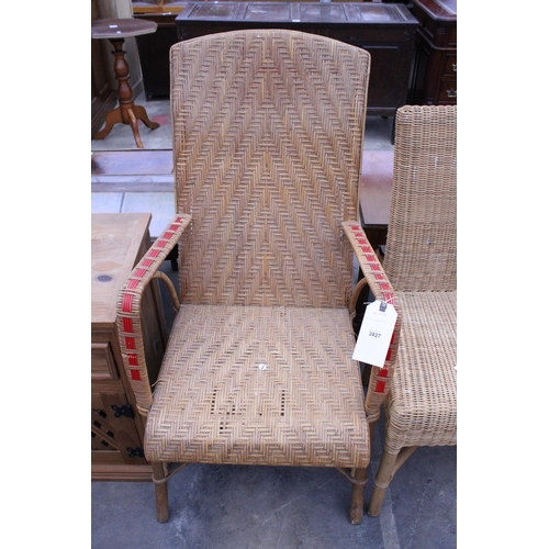 2987 - A RATTAN HIGH BACK ARMCHAIR