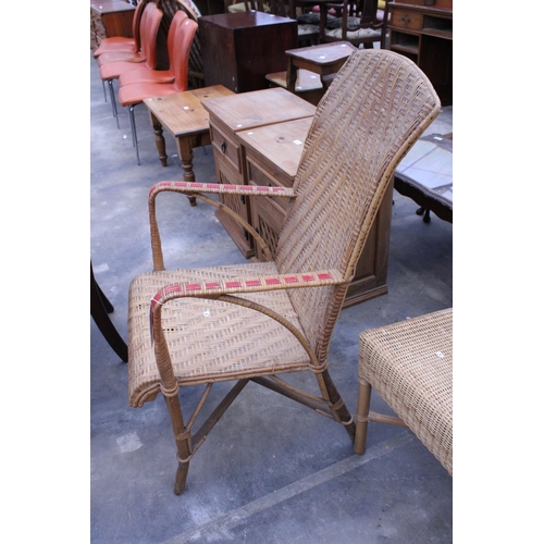 2987 - A RATTAN HIGH BACK ARMCHAIR