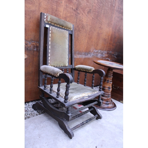 2988 - A LATE VICTORIAN AMERICAN STYLE ROCKING CHAIR