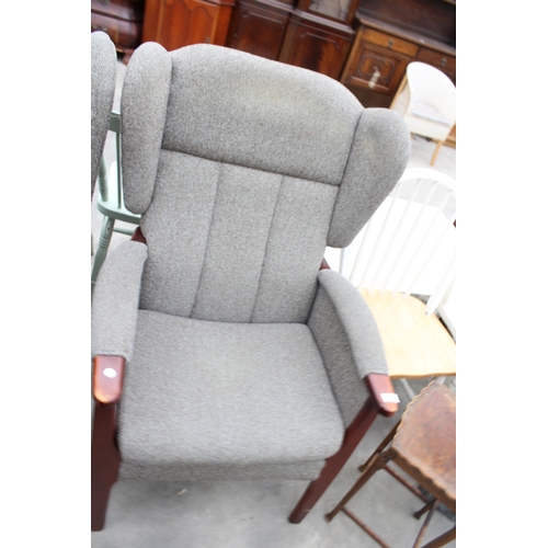 2995 - A PAIR OF OXFORD WINGED FIRESIDE CHAIRS AND AN OPEN ARM FIREDSIDE CHAIR