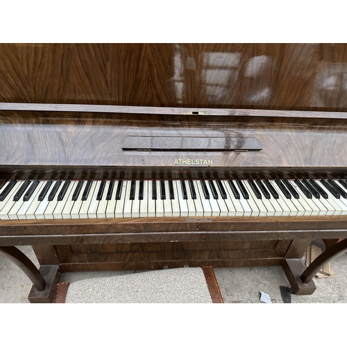 3003 - AN ATHELSTAN WALNUT UPRIGHT PIANO AND STOOL