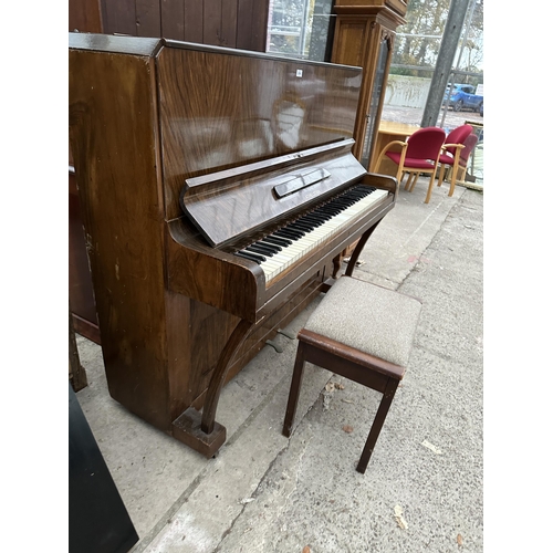 3003 - AN ATHELSTAN WALNUT UPRIGHT PIANO AND STOOL