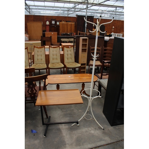 3033 - A TUBULAR METAL COAT / HAT STAND AND BED TABLE