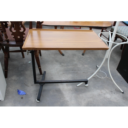 3033 - A TUBULAR METAL COAT / HAT STAND AND BED TABLE