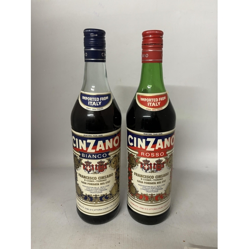 421 - TWO BOTTLE OF CINZANO ONE BIANCO AND ONE ROSSO