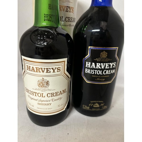 422 - TWO BOTTLES OF HARVEYS BRISTOL CREAN SHERRY ONE BOXED THE OTHER A LITRE BOTTLE