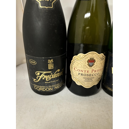 330 - SIX BOTTLES OF SPARKLING WINE/PROSECCO TO INCLUDE FREIXENET CORDON NEGRO, CONTE PRIULI, VOUVRAY, POL... 