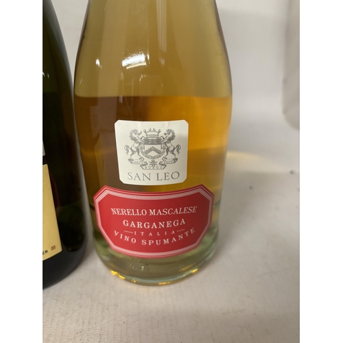 335 - A BOTTLE OF SAN LEO NERELLO MASCALESE GARGANEGA VINO SPUMANTE TOGETHER WITH A BOTTLE OF CAVA