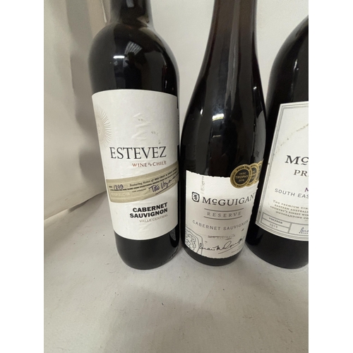 340 - SIX BOTTLES OF RED WINE TO INCLUDE McGUIGAN RESERVE CABERNET SAUVIGNON (AUSTRALIAN), GALLO FAMILY ME... 