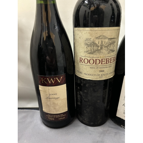 345 - SIX BOTTLES OF RED WINE TO INCLUDE CROZES-HERMITAGE 1998, ROODEBERG 2000 WINE OF WESTERN CAPE, W.O. ... 