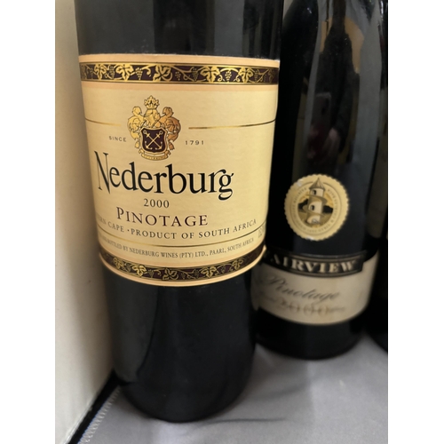 347 - SIX BOTTLES OF RED WINE TO INCLUDE THREE BOTTLES OF KWV ROODEBERG WINE OF WESTERN CAPE 2003 (2) AND ... 