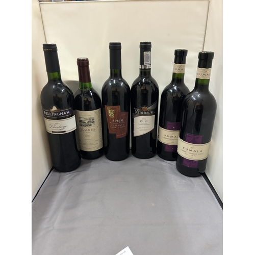 349 - SIX BOTTLES OF RED WINE TO INCLUDE TWO BOTTLES OF KUMALA CABERNET SAUVIGNON-SHIRAZM 2003, SPIER CABE... 