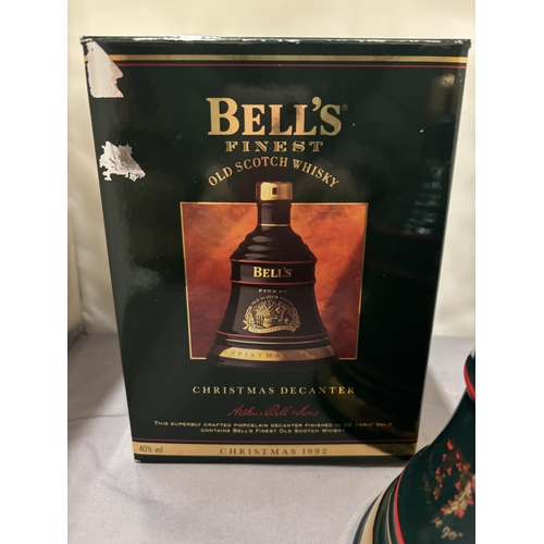 353 - A BOXED AND SEALED BELL'S FINEST OLD SCOTCH WHISKY CHRISTMAS 1992 IN A WADE PORCELAIN CHRISTMAS DECA... 