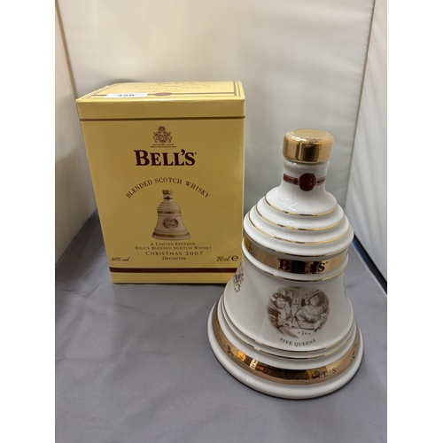 356 - A BOXED AND SEALED BELL'S BLENDED SCOTCH WHISKY BEING A LIMITED EDITION FOR CHRISTMAS 2007 IN A PORC... 