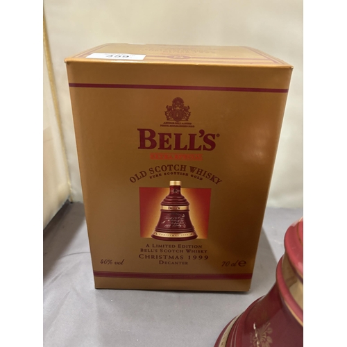 359 - A BOXED AND SEALED BELL'S EXTRA SPECIAL OLD SCOTCH WHISKY BEING A LIMITED EDITION FOR CHRISTMAS 1999... 