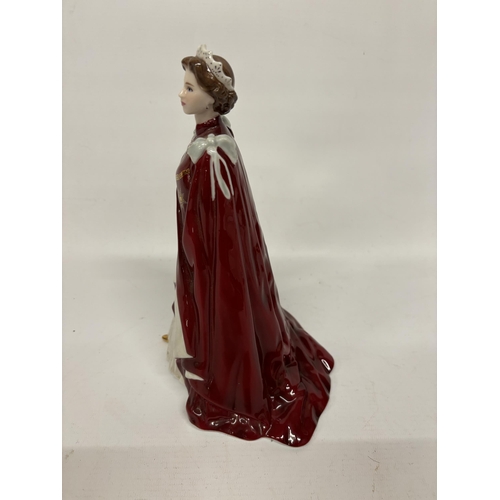 803 - A ROYAL WORCESTER FIGURINE IN CELEBRATION OF THE QUEEN'S 80TH BIRTHDAY 2006 DRESSED IN THE ROBES OF ... 