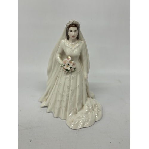 804 - A ROYAL WORCESTER FIGURINE - HER MAJESTY QUEEN ELIZABETH II & H.R.H. THE DUKE OF EDINBURGH DIAMOND W... 