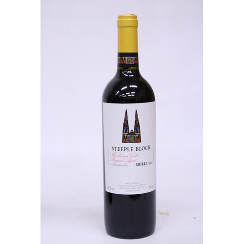 387 - SIX BOTTLES OF RED STEEPLE BLOCK SHIRAZ 2005 WINE OF AUSTRALIA