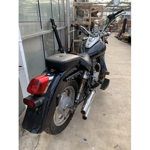 1507 - A VINTAGE BLACK MOTORBIKE WITH TWIN CHROME EXHUAST