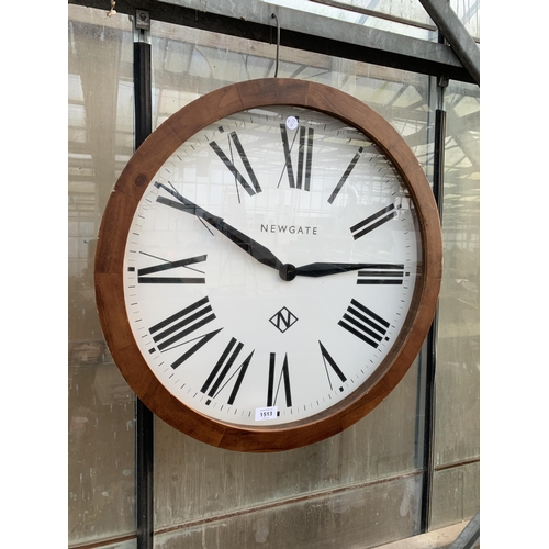 1513 - A RETRO STYLE NEWGATE WOODEN FRAMED WALL CLOCK