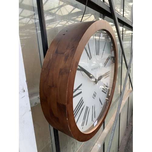 1513 - A RETRO STYLE NEWGATE WOODEN FRAMED WALL CLOCK